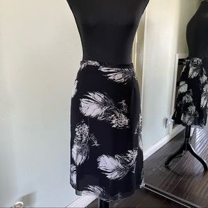 Charles Chang-Lima Black And White Silk Midi Skirt Size 10